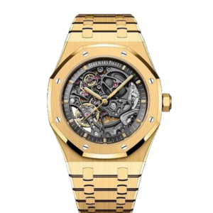 AUDEMARS PIGUET ROYAL OAK DOUBLE BALANCE WHEEL SKELETON GOLD (BLACK DIAL)